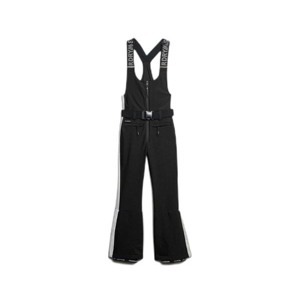 Damski kombinezon narciarski Superdry Luxe. Czarne kombinezony Superdry, xs, z aplikacjami, z materiału, eleganckie, bez kołnierzyka, bez ramiączek. Za 814.35 zł.