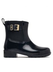 Tommy Hilfiger Kalosze Th Buckle Glossy Ankle Rain Boot FW0FW09543 Czarny. Czarne kalosze Tommy Hilfiger, bez wzorów, z syntetyku, bez zapięcia. Za 409.99 zł.