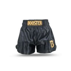 Szorty do boksu tajskiego Booster Fight Gear TBT Core 3. Czarne szorty sportowe BOOSTER FIGHT GEAR, z aplikacjami, na fitness i siłownię. Za 260.50 zł.