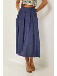 Le Monde du Lin Lniana spódnica w kolorze granatowym rozmiar: 40/42. Niebieskie spódnice Le Monde du Lin, bez wzorów, ze lnu, klasyczne, midi, rozkloszowane. Za 113.36 zł.