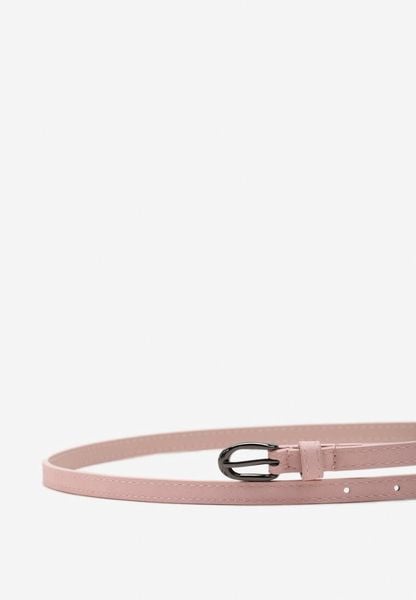 Różowy Pasek Cienki z Metalową Klamrą Narsil. Czerwone paski Renee, bez wzorów. Za 14.99 zł.