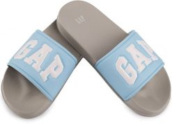 Damskie klapki sportowe miejskie na basen plażę GAP MURPHY. Niebieskie klapki GAP, bez wzorów, z materiału, eleganckie, bez obcasa, bez zapięcia. Za 79.00 zł.