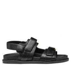 Sandały Geox. Czarne sandały Geox, bez wzorów, bez obcasa, na płaskiej podeszwie, bez zapięcia. Za 569.99 zł.