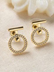 Lodie Silver Pozłacane kolczyki-wkrętki z cyrkoniami rozmiar: onesize. Szare kolczyki Lodie Silver, z cyrkonią, metalowe. Za 73.99 zł.