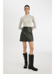 DeFacto Spódnica w kolorze antracytowym ze skóry syntetycznej rozmiar: 38. Czarne spódnice DeFacto, na co dzień, bez wzorów, ze skóry, mini, proste. Za 121.99 zł.