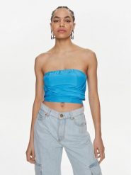 Patrizia Pepe Top 2C1541/A057-CA04 Niebieski Regular Fit. Niebieskie topy Patrizia Pepe, bez wzorów, z wiskozy, bez kołnierzyka, bez ramiączek. Za 379.99 zł.