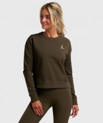 Bluza sportowa damska ekologiczna. Zielone bluzy z kapturem NORDICDOTS, l, bez wzorów, z bawełny, bez kaptura, na fitness i siłownię. Za 275.00 zł.
