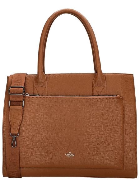 Charm Torebka w kolorze jasnobrązowym - 40 x 32 x 13 cm rozmiar: onesize. Brązowe torby na laptopa Charm, bez wzorów, z materiału, przez ramię. Za 196.24 zł.
