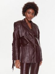 Remain Kurtka skórzana Leather Fringed RM2051 Bordowy Regular Fit. Czerwone kurtki Remain, bez wzorów, ze skóry, bez kaptura. Za 1,869.00 zł.