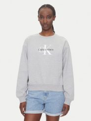 Calvin Klein Jeans Bluza Monologo LV047B234G Szary Relaxed Fit. Szare bluzy Calvin Klein Jeans, xxl, bez wzorów, z bawełny, bez kaptura. Za 389.99 zł.