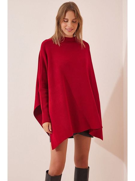 Happiness Istanbul Sweter w kolorze czerwonym rozmiar: onesize. Czerwone swetry Happiness Istanbul, bez wzorów, z wełny, bez ramiączek. Za 92.45 zł.