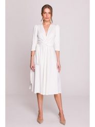Stylove Sukienka w kolorze kremowym rozmiar: L. Brązowe sukienki Stylove, l, bez wzorów, bez kołnierzyka, bez ramiączek, midi. Za 333.45 zł.