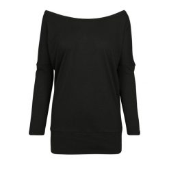 Damska Bluzka Z Nietoperzowym Rękawem. Czarne bluzki BUILD YOUR BRAND, s, bez wzorów, sportowe, bez kołnierzyka, bez ramiączek. Za 68.99 zł.