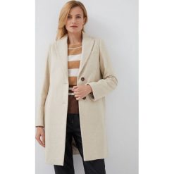 Sisley płaszcz z domieszką wełny kolor beżowy przejściowy. Brązowe płaszcze Sisley, bez wzorów, z materiału, klasyczne, bez kaptura. Za 759.99 zł.