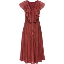 Sukienka koronkowa z falbanami bonprix brązowy marsala. Sukienki marki Marie Zélie. Za 79.99 zł.