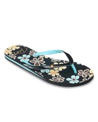 Klapki japonki damskie PORTOFINO. Brązowe klapki Roxy, bez wzorów, z gumy, bez obcasa, bez zapięcia. Za 109.99 zł.