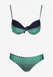 Zielone Bikini 2-Częściowe w Paski Biustonosz na Cienkich Ramiączkach i Majtki Figi Catara. Zielone bikini Born2be, bez wzorów. Za 59.99 zł.