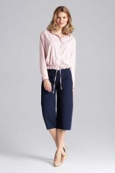 Różowa Szykowna Koszula Wiązana Sznurkiem na Dole. Czerwone koszule Figl, l, bez wzorów, z elastanu, eleganckie, bez kołnierzyka, bez ramiączek. Za 189.00 zł.