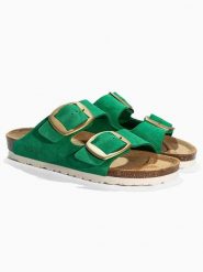 BACKSUN Skórzane klapki "Londrina" w kolorze zielonym rozmiar: 39. Zielone klapki Backsun, bez wzorów, ze skóry, klasyczne, z otwartym noskiem, bez obcasa, bez zapięcia. Za 130.99 zł.