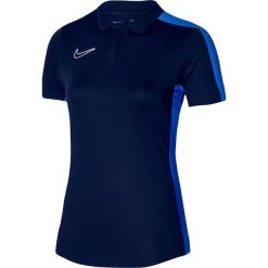 Koszulka sportowa damska Nike Dri-Fit Academy 23 Polo. Niebieskie t-shirty sportowe Nike, m, bez wzorów, bez ramiączek, do piłki nożnej, dri-fit (nike). Za 206.01 zł.