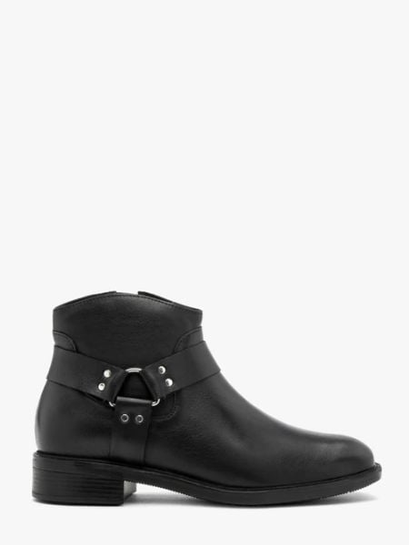 Czarne botki biker boots. Czarne botki Ryłko, bez wzorów, ze skóry, za kostkę, bez obcasa, na obcasie, bez zapięcia. Za 479.99 zł.