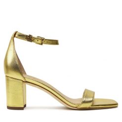 Sandały LAUREN RALPH LAUREN. Żółte sandały Lauren Ralph Lauren, bez wzorów, bez obcasa, na słupku, bez zapięcia. Za 559.99 zł.