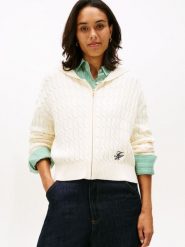 Tommy Hilfiger Kardigan Kobiety Bawełna beżowy, XS. Brązowe swetry Tommy Hilfiger, xs, bez wzorów, z bawełny, bez ramiączek. Za 429.95 zł.