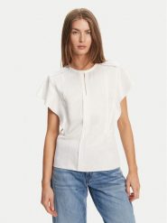 BOSS Bluzka Beliniara 50540635 Biały Regular Fit. Białe bluzki Boss, bez wzorów, ze lnu, bez kołnierzyka, bez ramiączek. Za 609.99 zł.