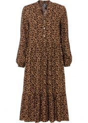 Sukienka szmizjerka ze zrównoważonej wiskozy w cętki leoparda. Sukienki bonprix, bez wzorów, z wiskozy, bez kołnierzyka, bez ramiączek, maxi, szmizjerki. Za 159.99 zł.