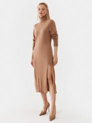 MICHAEL Michael Kors Sukienka dzianinowa MU2813ECSN Beżowy Regular Fit. Brązowe sukienki MICHAEL Michael Kors, m, bez wzorów, z dzianiny, bez kołnierzyka, bez ramiączek. Za 709.99 zł.