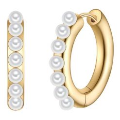 Yokoamii Kolczyki kola z metalowego stopu w zlocie zóltym z Perla (synth.) 1 ct Damski. Żółte kolczyki Yokoamii, z perłą, metalowe. Za 159.99 zł.