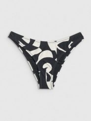 4F Dół od bikini damski - czarno-biały L. Białe bikini 4f, bez wzorów, z materiału. Za 49.99 zł.