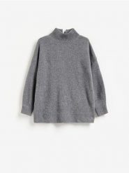 Wełniany sweter ze stójką - szary. Szare swetry Reserved, l, bez wzorów, z wełny, bez ramiączek. Za 239.99 zł.