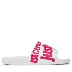 Klapki Just Cavalli. Białe klapki Just Cavalli, bez wzorów, bez obcasa, bez zapięcia. Za 319.99 zł.