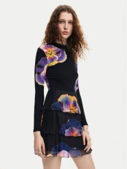 Desigual Sukienka codzienna Pansee Lacroix 24WWVK34 Czarny Regular Fit. Czarne sukienki Desigual, na co dzień, m, bez wzorów, z syntetyku, bez kołnierzyka, bez ramiączek, proste. Za 269.99 zł.