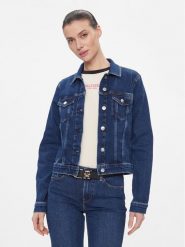 Tommy Hilfiger Kurtka jeansowa WW0WW40654 Granatowy Slim Fit. Niebieskie kurtki Tommy Hilfiger, bez wzorów, z bawełny, bez kaptura. Za 439.99 zł.
