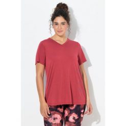 Damskie Bluzka funkcyjna dekolt w szpic rękaw 1/2 antybakteryjny materiał. Czerwone t-shirty sportowe Ulla Popken, plus size, bez wzorów, z materiału, bez ramiączek. Za 199.99 zł.