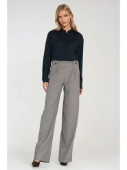 Nife Spodnie w kolorze granatowo-czerwono-białym rozmiar: 38. Białe spodnie materiałowe Nife, bez wzorów, z materiału, z podwyższonym stanem. Za 188.85 zł.