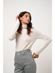 AUTHENTIC CASHMERE Kaszmirowy golf "Bise" w kolorze kremowym rozmiar: L. Brązowe swetry AUTHENTIC CASHMERE, l, bez wzorów, z kaszmiru, bez ramiączek. Za 371.59 zł.