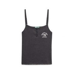 Damski top zapinany na guziki Superdry Essential. Szare topy Superdry, bez wzorów, bez kołnierzyka, bez ramiączek. Za 120.25 zł.