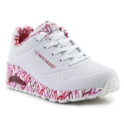 Buty Skechers Uno-Loving Love 155506-WRPK białe. Białe buty treningowe bez wzorów, z gumy, bez zapięcia, trekkingowe. Za 613.11 zł.
