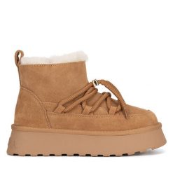 Śniegowce Badura. Brązowe botki Badura, bez wzorów, bez zapięcia. Za 279.99 zł.