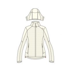 Damska kurtka z kapturem zapinana na zamek CMP. Białe kurtki przejściowe sportowe CMP, bez wzorów, z softshellu, z kapturem, trekkingowe. Za 403.50 zł.