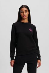 KARL LAGERFELD Czarna bluza damska Ikonik 2.0 Jelly. Czarne bluzy KARL LAGERFELD, s, bez wzorów, z bawełny, bez kaptura. W wyprzedaży za 499.99 zł.