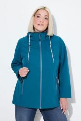 Damskie Kurtka softshell HYPRAR hydrofobowa kieszenie na zamek. Niebieskie kurtki przejściowe sportowe Ulla Popken, plus size, bez wzorów, z elastanu, z kapturem, trekkingowe. Za 479.99 zł.