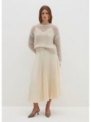 STEFANEL Spódnica w kolorze kremowym rozmiar: M. Brązowe spódnice Stefanel, m, bez wzorów, midi. Za 239.99 zł.