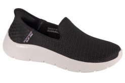 Buty sportowe Sneakersy damskie, Slip-Ins: GO WALK Flex - Relish. Czarne buty treningowe Skechers, bez wzorów, z materiału, przed kostkę, bez zapięcia, trekkingowe. Za 299.99 zł.