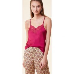Etam top piżamowy kolor różowy satynowa. Czerwone piżamy Etam, l, bez wzorów, z koronki, bez kołnierzyka, bez ramiączek. Za 119.99 zł.