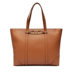 Torebka Armani Exchange. Brązowe shopper bag Armani Exchange, bez wzorów, bez dodatków. Za 729.99 zł.