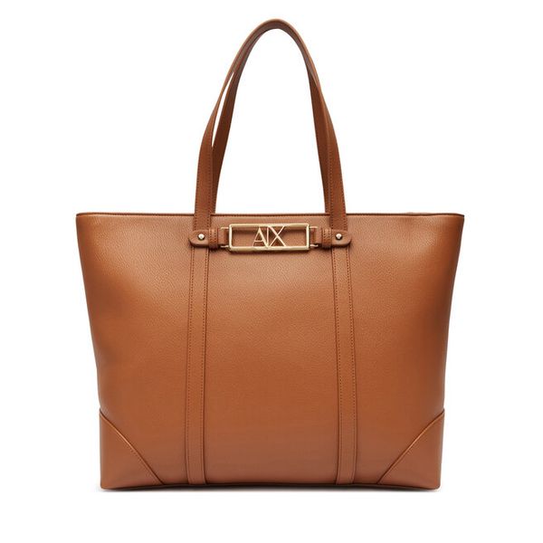 Torebka Armani Exchange. Brązowe shopper bag Armani Exchange, bez wzorów, bez dodatków. Za 504.99 zł.